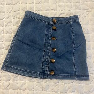 Free People Blue Button-Up Mini Skirt